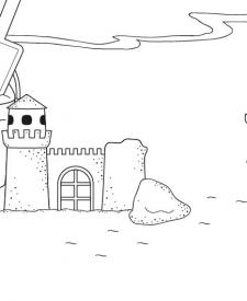 Castillo de arena: dibujo para colorear e imprimir