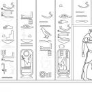 Jeroglíficos egipcios: dibujo para colorear e imprimir