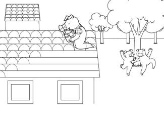 Los tres cerditos: dibujo para colorear e imprimir
