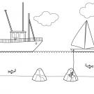 Barco pesquero: dibujo para colorear e imprimir
