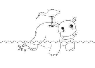 Hipopótamo: dibujo para colorear e imprimir