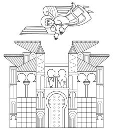 Miniatura medieval: dibujo para colorear e imprimir