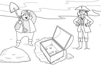 Tesoro en un cofre: dibujo para colorear e imprimir
