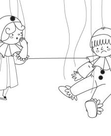 Marionetas: dibujo para colorear e imprimir