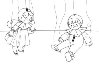 Marionetas: dibujo para colorear e imprimir