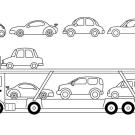 Camión portacoches: dibujo para colorear e imprimir