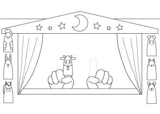 Marionetas de dedo: dibujo para colorear e imprimir