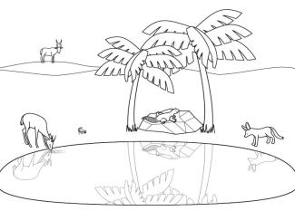 Oasis: dibujo para colorear e imprimir
