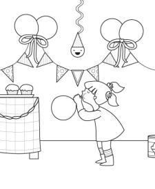 Fiesta de cumpleaños: dibujo para colorear e imprimir