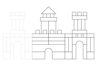 Castillo de direferentes formas: dibujo para colorear e imprimir