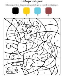 Dibujo mágico de un gato tigre: dibujo para colorear e imprimir