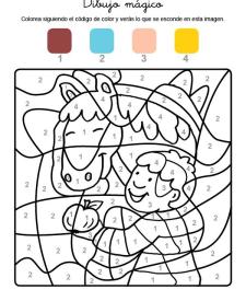 Dibujo mágico de un caballo: dibujo para colorear e imprimir