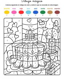 Dibujo mágico de una tarta: dibujo para colorear e imprimir