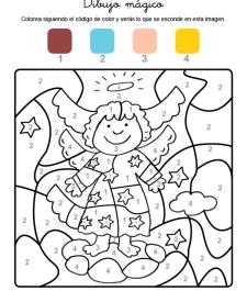 Dibujo mágico de un ángel: dibujo para colorear e imprimir