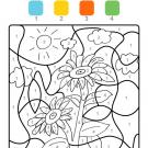 Dibujo mágico de girasoles: dibujo para colorear e imprimir