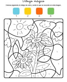 Dibujo mágico de girasoles: dibujo para colorear e imprimir