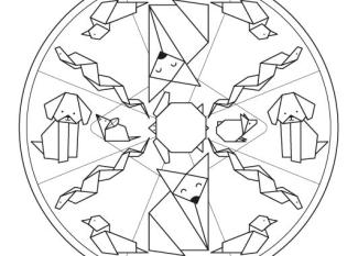 Mandala origami: dibujo para colorear e imprimir