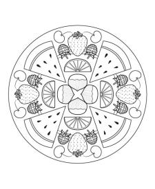 Mandala de frutas: dibujo para colorear e imprimir