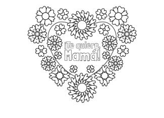 Flores y corazones: dibujo para colorear e imprimir