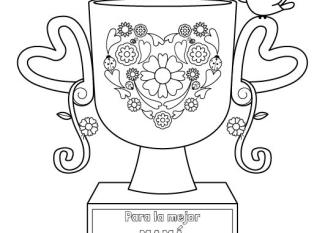 Trofeo para mamá: dibujo para colorear e imprimir