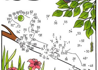 Dibujo de unir puntos de camaleón en color: dibujo para colorear e imprimir