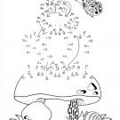 Dibujo de unir puntos de rana y champiñón: dibujo para colorear e imprimir