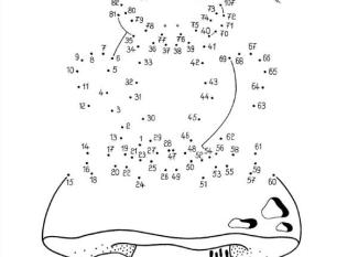 Dibujo de unir puntos de rana y champiñón: dibujo para colorear e imprimir