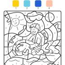 Dibujo mágico de niño en el mar: dibujo para colorear e imprimir