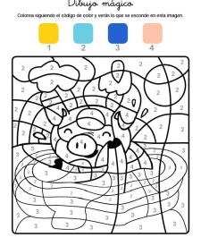 Dibujo mágico de un cerdito: dibujo para colorear e imprimir