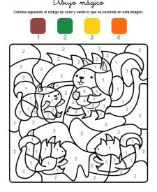 Dibujo mágico de ardillas: dibujo para colorear e imprimir