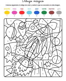 Dibujo mágico de un cohete: dibujo para colorear e imprimir