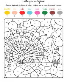 Dibujo mágico de pavo real: dibujo para colorear e imprimir