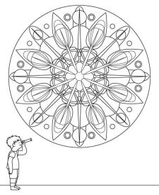 Mandala caleidoscópico: dibujo para colorear e imprimir