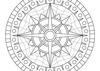 Mandala rosa de los vientos: dibujo para colorear e imprimir