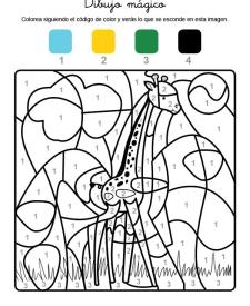 Dibujo mágico de una jirafa: dibujo para colorear e imprimir