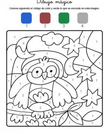 Dibujo mágico de un búho: dibujo para colorear e imprimir