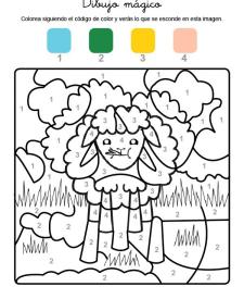 Dibujo mágico de una oveja: dibujo para colorear e imprimir