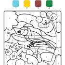Dibujo mágico de un pájaro cantando: dibujo para colorear e imprimir