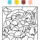 Dibujo mágico de una gallina de Pascua: dibujo para colorear e imprimir