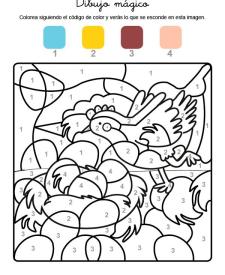 Dibujo mágico de una gallina de Pascua: dibujo para colorear e imprimir