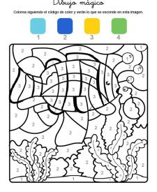 Dibujo mágico de un pez bajo el agua: dibujo para colorear e imprimir