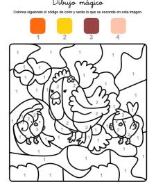 Dibujo mágico de una gallina: dibujo para colorear e imprimir