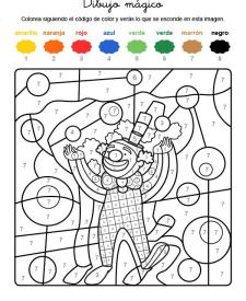 Dibujo mágico de un payaso: dibujo para colorear e imprimir