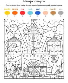 Dibujo mágico de una fortaleza: dibujo para colorear e imprimir