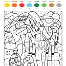 Coloriage magique en français: una mariposa de colores