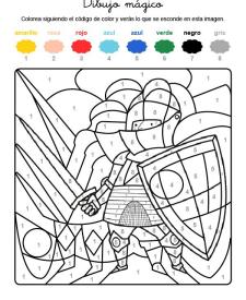 Dibujo mágico de un caballero: dibujo para colorear e imprimir