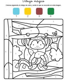 Dibujo mágico de un mono: dibujo para colorear e imprimir