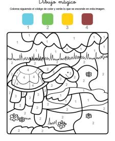 Dibujo mágico de una tortuga: dibujo para colorear e imprimir