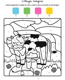 Dibujo mágico de una vaca: dibujo para colorear e imprimir