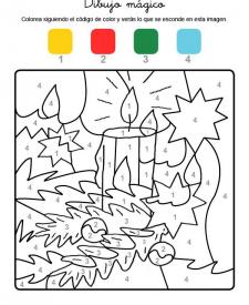 Dibujo mágico de una vela de Navidad: dibujo para colorear e imprimir